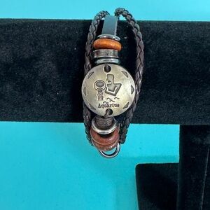 3/$16 AQUARIUS - Casual Leather Zodiac Astrology Signs Bracelet